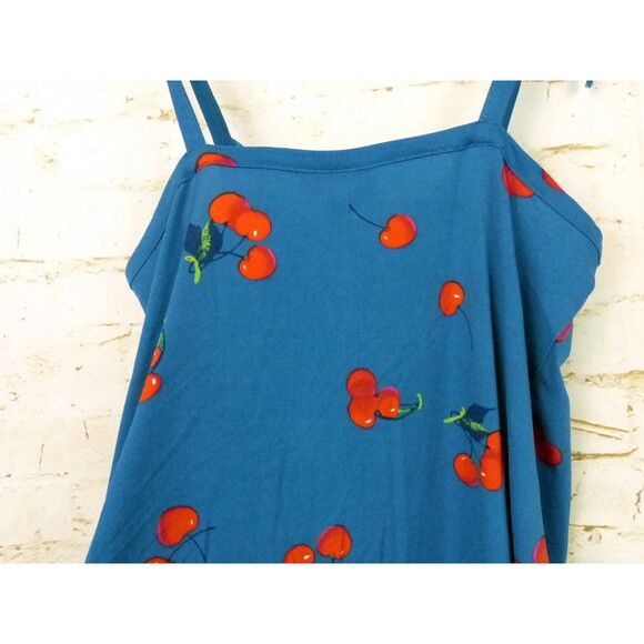 Modcloth Tank Top Womens XS Blue Cherry Bomb Print Coquette 90s Kidcore Retro - Picture 13 of 15